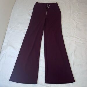 Forever 21 Front Zip Maroon Elastic Waist S Flare Leg Pants